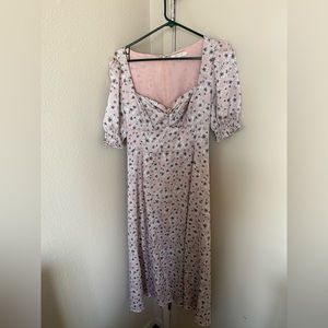 WAYF midi sunflower satin dress